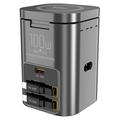 100W:n GaN-pöytälaturi, jossa 25W:n langaton lataus ja 2 USB-C-kaapelia - musta