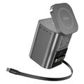 100W:n GaN-pöytälaturi, jossa 25W:n langaton lataus ja 2 USB-C-kaapelia - musta