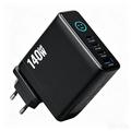 140W:n GaN-seinälaturi TFT-näytöllä - 3x USB-C, 1x USB-A