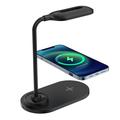 2-in-1-LED-pöytävalaisin ja 15W:n nopea langaton laturi - musta