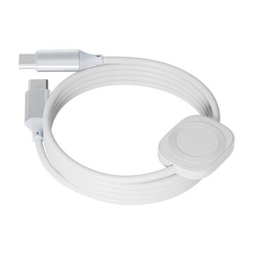 2-in-1 USB-C-latauskaapeli langattomalla magneettilaturilla Apple Watchille - 1.2m, 100W - Valkoinen