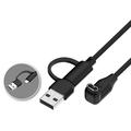 2-in-1 USB-C/USB-A -punoskaapeli, kulmikas latauskaapeli Garmin-älykelloille - 1m