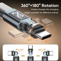 240W:n USB-C-uros–USB-C-naaras-kääntyvä sovitin LED-näytöllä