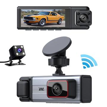 3.0" 1080P 4-objektiivinen Dash Cam, jossa on etu-, taka- ja sivutallennus.