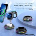 3-in-1-magneettinen langaton latausasema RGB-valaistuksella – 15W – Gunmetal
