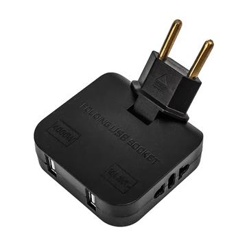 4-in-1 EU-virtalähde, 2 AC-pistorasiaa, 2 USB-A-porttia