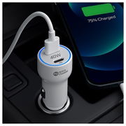 iPhone 15 Pro/15 Pro Max/16 Pro/16 Pro Max 20W laturi / autolaturi ja 2m kaapeli - Valkoinen