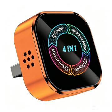 4223M 4-in-1 langaton CarPlay- ja Android Auto -sovitin - AirPlay/Miracast - oranssi