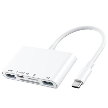 5-in-1 USB-C-keskitin / kortinlukija iPhoneen, MacBookiin, USB-C-laitteisiin - Valkoinen