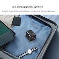 65W:n GaN-matkalaturi - sisäänvedettävä USB-C-kaapeli, USB-C-/USB-A-liitännät - musta