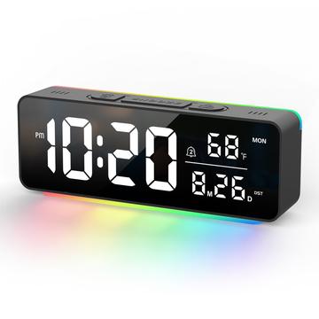 8830 Digitaalinen herätyskello RGB-yövalolla - musta