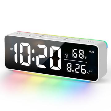 8830 Digitaalinen herätyskello RGB-yövalolla - valkoinen