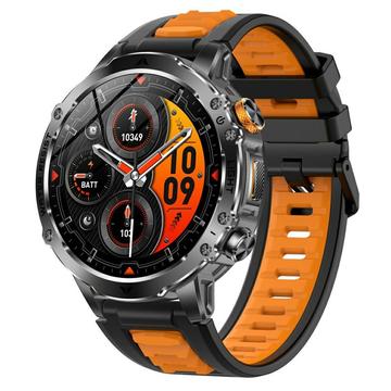 AK125 1.7" älykello - Bluetooth-puhelut, sykemittari, SpO2, taskulamppu, IP68 - musta / oranssi