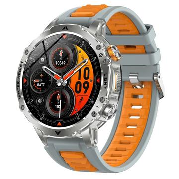 AK125 1.7" älykello - Bluetooth-puhelut, sykemittari, SpO2, taskulamppu, IP68 - hopea / oranssi