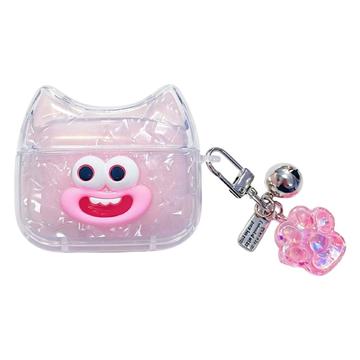 AirPods 3 TPU-suojakotelo, jossa on hauska hymyilevä kissan kasvot - vaaleanpunainen