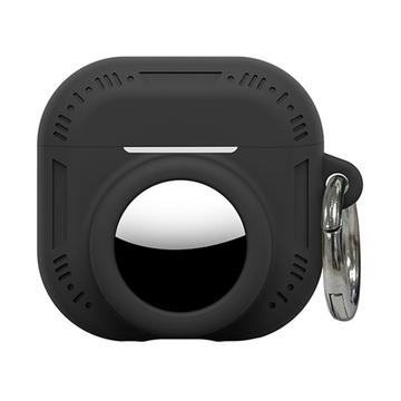 AirPods 5/4/AirTag 2-in-1 -silikonikotelo karabiinilla – musta
