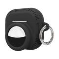 AirPods 5/4/AirTag 2-in-1 -silikonikotelo karabiinilla – musta
