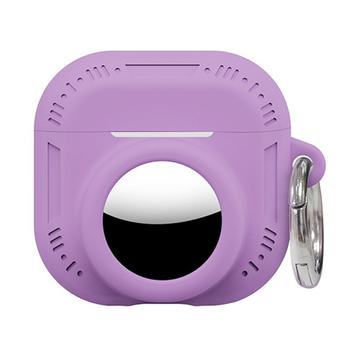 AirPods 5/4/AirTag 2-in-1-silikonikotelo karabiinilla – violetti