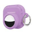 AirPods 5/4/AirTag 2-in-1-silikonikotelo karabiinilla – violetti