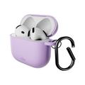 AirPods 4 Puro Icon -silikonikotelo karabiinikiinnikkeellä - violetti