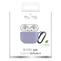 AirPods 4 Puro Icon -silikonikotelo karabiinikiinnikkeellä - violetti