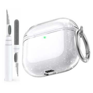 AirPods 5/4 AhaStyle WG164-B iskunkestävä kotelo puhdistuskynällä - läpinäkyvä, kimaltava