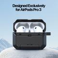 AirPods Pro 3 Dux Ducis Pecs -kotelo jalustalla ja seoskoukulla - Musta