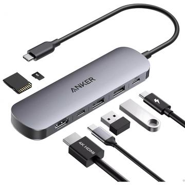 Anker A83D2HA1 7-in-1 USB-C -keskitin - harmaa