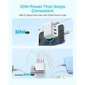 Anker Zolo 50W:n seinälaturi - 2x USB-C, 2x USB-A - valkoinen