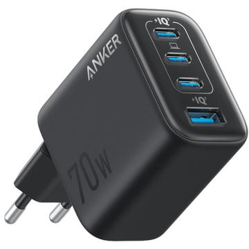 Anker Zolo 70W GaN-seinälaturi - 3x USB-C, 1x USB-A - musta