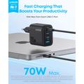 Anker Zolo 70W GaN-seinälaturi - 3x USB-C, 1x USB-A - musta