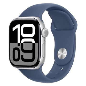 Apple Watch 10 GPS MWWA3QN/A - Alumiini, Denim-urheiluranneke, S/M, 42mm