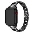Apple Watch (38/40/SE/41/42mm) -naisten rannekoru, timantti ja teräs - musta