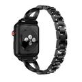 Apple Watch (38/40/SE/41/42mm) -naisten rannekoru, timantti ja teräs - musta