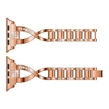 Apple Watch (38/40/SE/41/42 mm) - naisten rannekoru, timantti ja teräs - ruusukulta