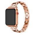 Apple Watch (38/40/SE/41/42 mm) - naisten rannekoru, timantti ja teräs - ruusukulta