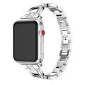Apple Watch (38/40/SE/41/42mm) -naisten rannekoru, timantti ja teräs - hopea