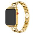 Apple Watch (42/44/SE/45/46/49mm) - naisten rannekoru, timantti ja teräs - kulta