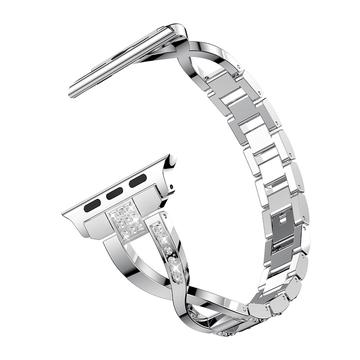 Apple Watch (42/44/SE/45/46/49mm) -naisten rannekoru, timanttiterästä - hopea