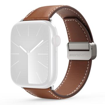 Apple Watch (42/44/SE/45/46/49mm) Dux Ducis YA M-Buckle -nahkahihna - ruskea