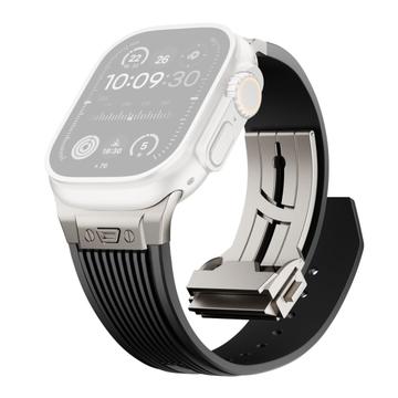 Apple Watch (42/44/SE/45/46/49mm) -silikonirannekkeen, jossa on titaaniliitin