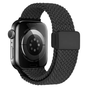 Apple Watchin Punottu nailonranneke magneettikiinnityksellä - 49mm/46mm/45mm/44mm - musta