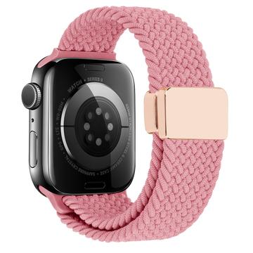 Apple Watchin Punottu nailonranneke magneettikiinnityksellä - 49mm/46mm/45mm/44mm - vaaleanpunainen