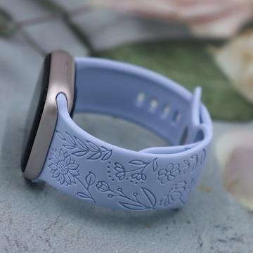 Apple Watch Series 11/10/9/8/SE 3/SE (2022)/7/SE/6/5/4/3/2/1 -kukkakuvioinen silikonirannekoru - 42mm/41mm/40mm/38mm - lila