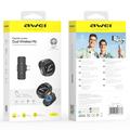 Awei MK3 -kaksimagneettinen langaton lavalier-mikrofoni ja Type-C-vastaanotin - musta