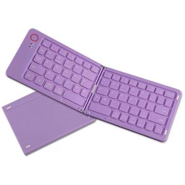 B023 68-näppäiminen magneettinen taitettava langaton näppäimistö puhelintelineellä - QWERTY - violetti