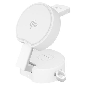 B30 3-in-1 taitettava magneettinen pikalatauslaite Qi2 15W - valkoinen
