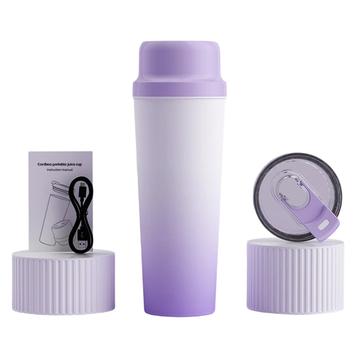 BDL-009 2-in-1 akkukäyttöinen kannettava mehustin/tehosekoitin - 650ml - porppuravärinen