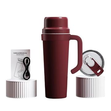 BDL-009PRO 2-in-1-akkukäyttöinen mehustin/tehosekoitin, jossa on kantokahva - 650ml - viininpunainen