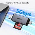 BENFEI 2-in-1 USB-C/USB-A 3.0 -kortinlukija - SD, TF, microSD - musta